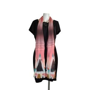 Etro Milano Pleated Geometric Print Scarf Wrap Italy